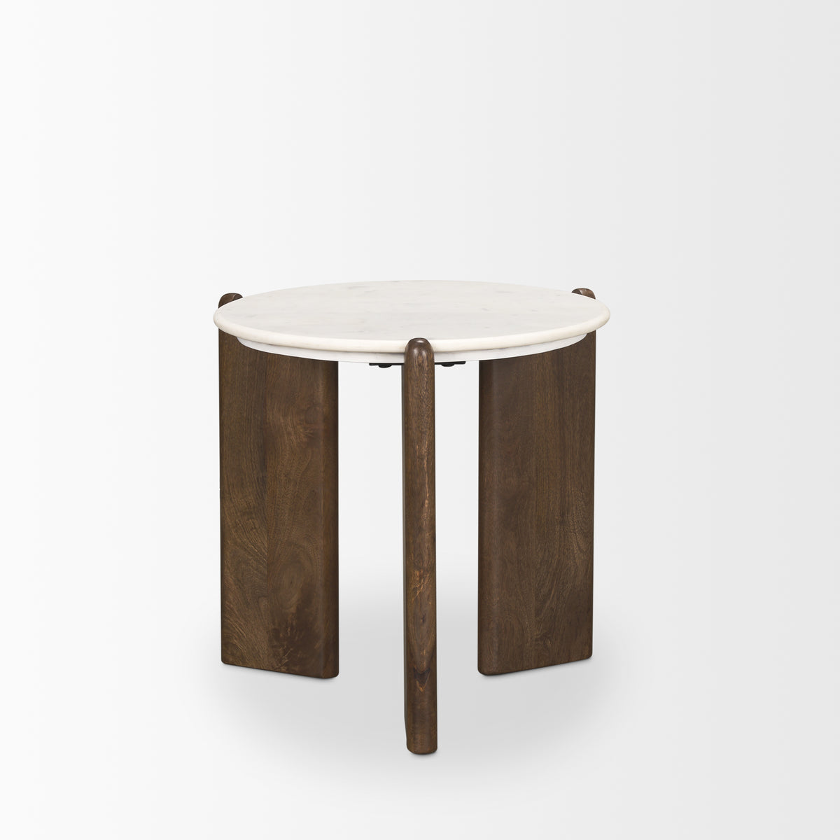 Rumer Dark Brown Wood w/ White Marble Side Table-End and Side Tables-DECOROLALA