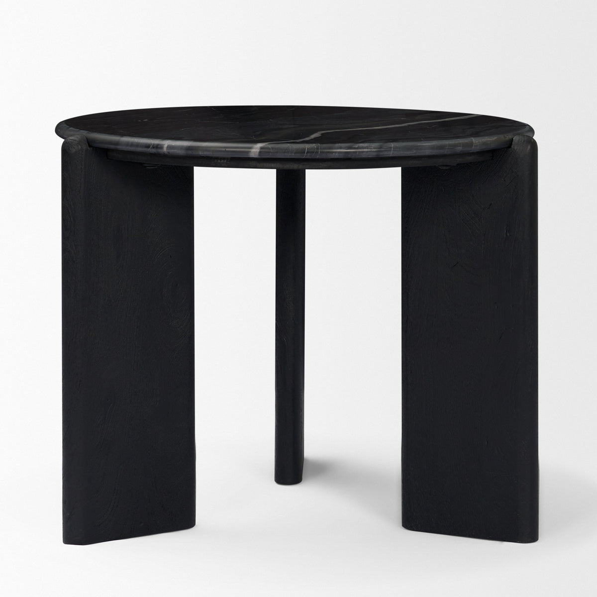 Rumer Dark Brown Wood w/ White Marble Side Table-End and Side Tables-DECOROLALA