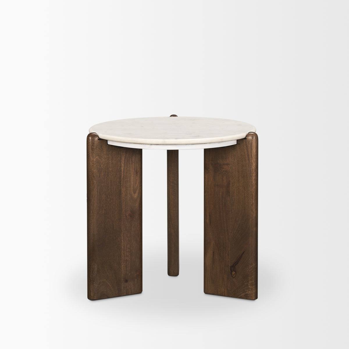 Rumer Dark Brown Wood w/ White Marble Side Table-End and Side Tables-DECOROLALA