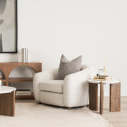 Rumer Dark Brown Wood w/ White Marble Side Table-End and Side Tables-DECOROLALA