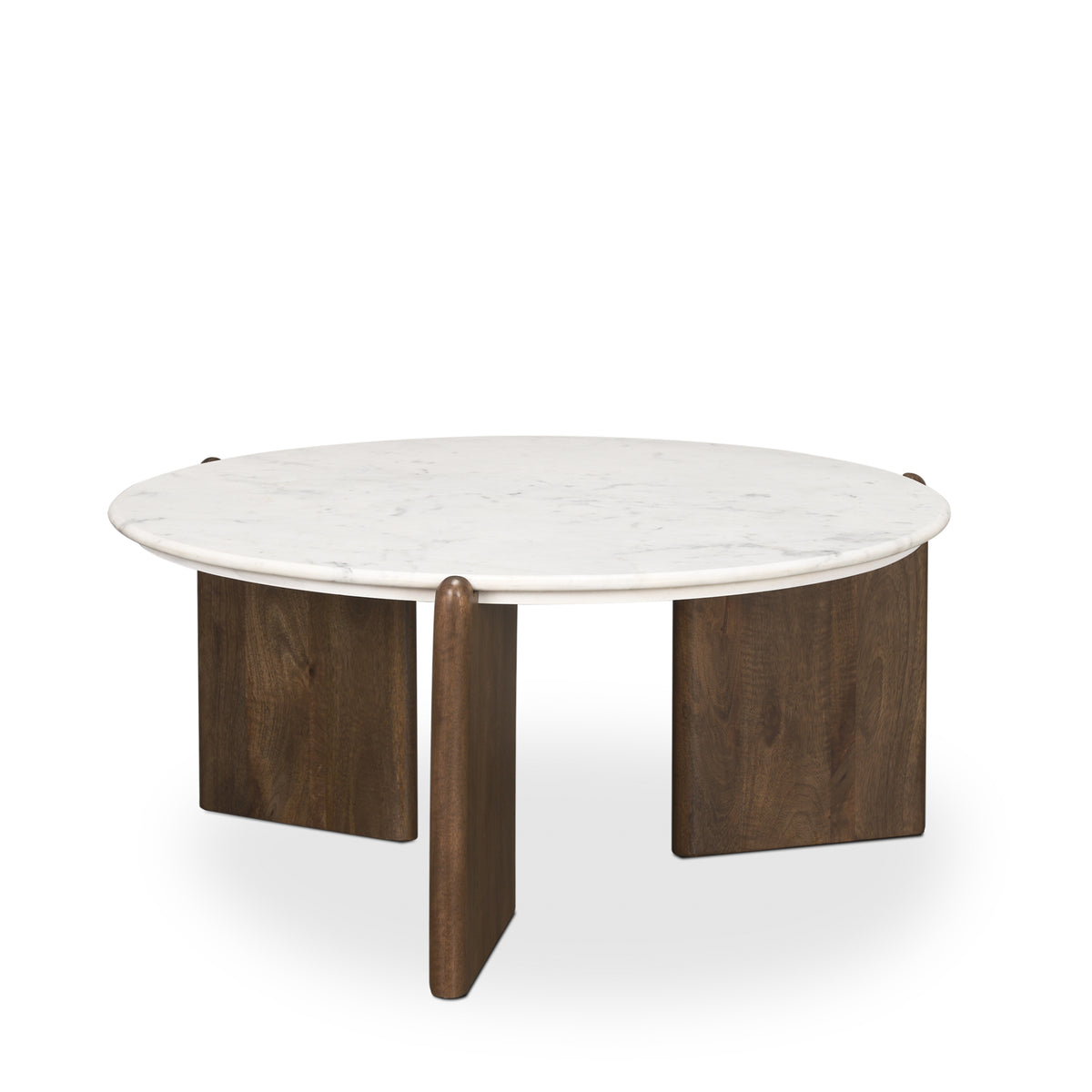 Rumer Dark Wood w/ White Marble Coffee Table-Coffee Tables-DECOROLALA