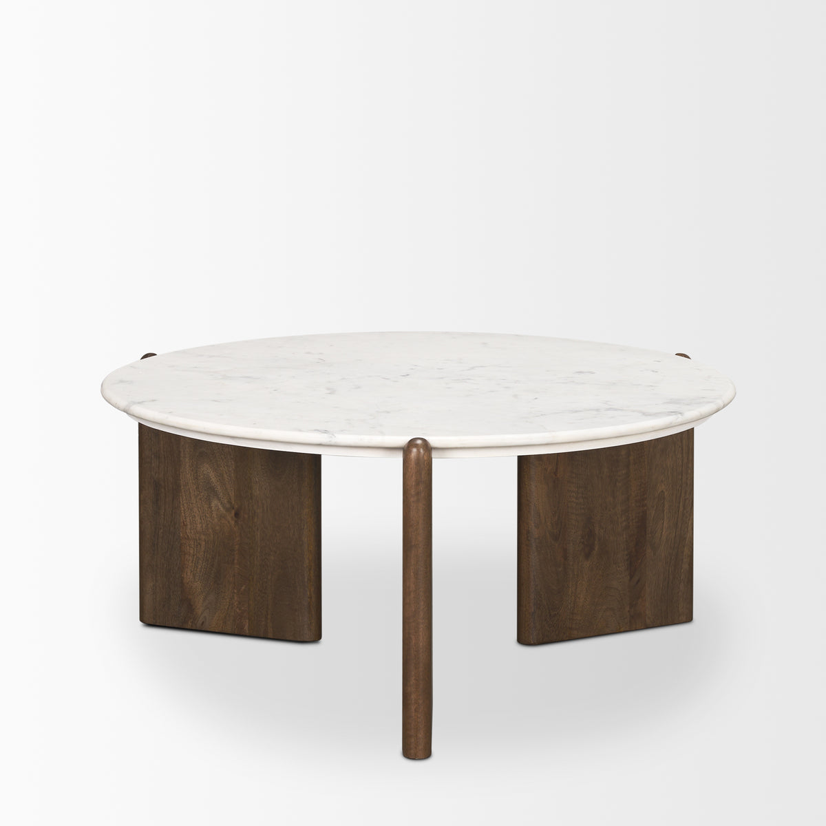 Rumer Dark Wood w/ White Marble Coffee Table-Coffee Tables-DECOROLALA