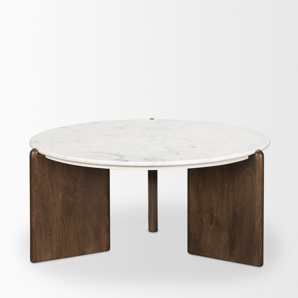 Rumer Dark Wood w/ White Marble Coffee Table-Coffee Tables-DECOROLALA