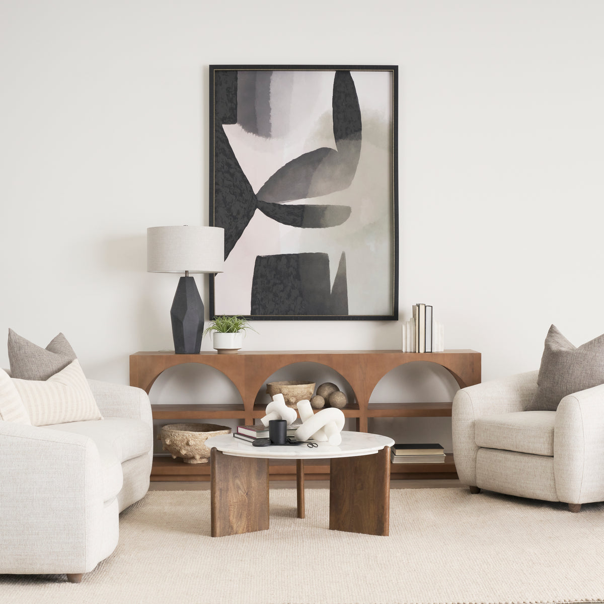 Rumer Dark Wood w/ White Marble Coffee Table-Coffee Tables-DECOROLALA