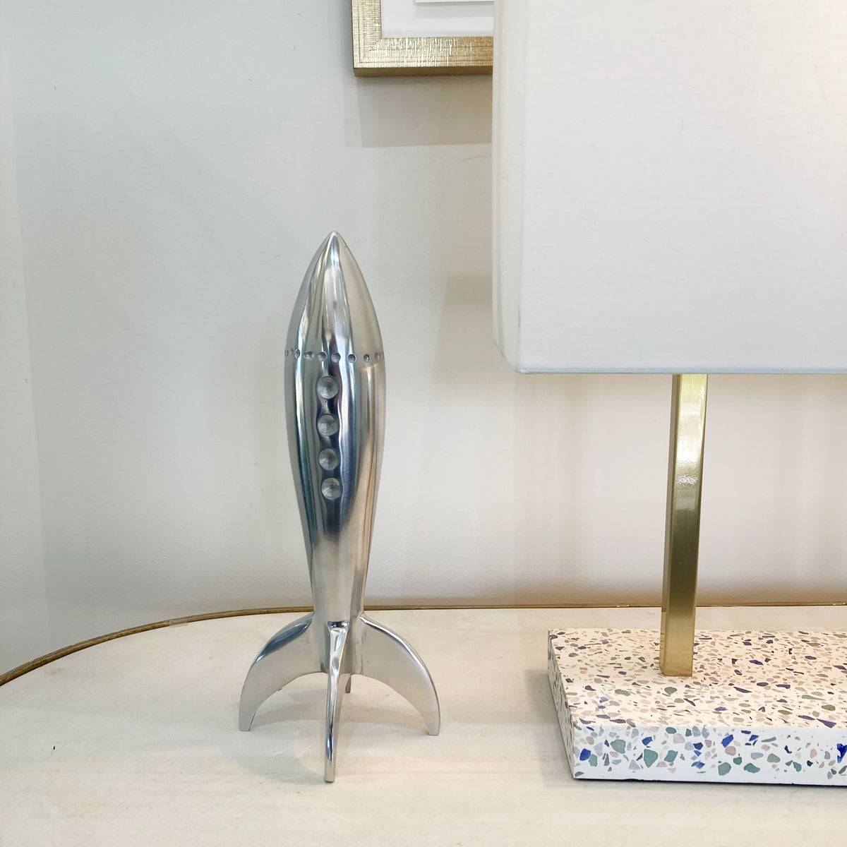 Rush Indoor Aluminum Statue, Polished Silver-Decorative Statues-DECOROLALA