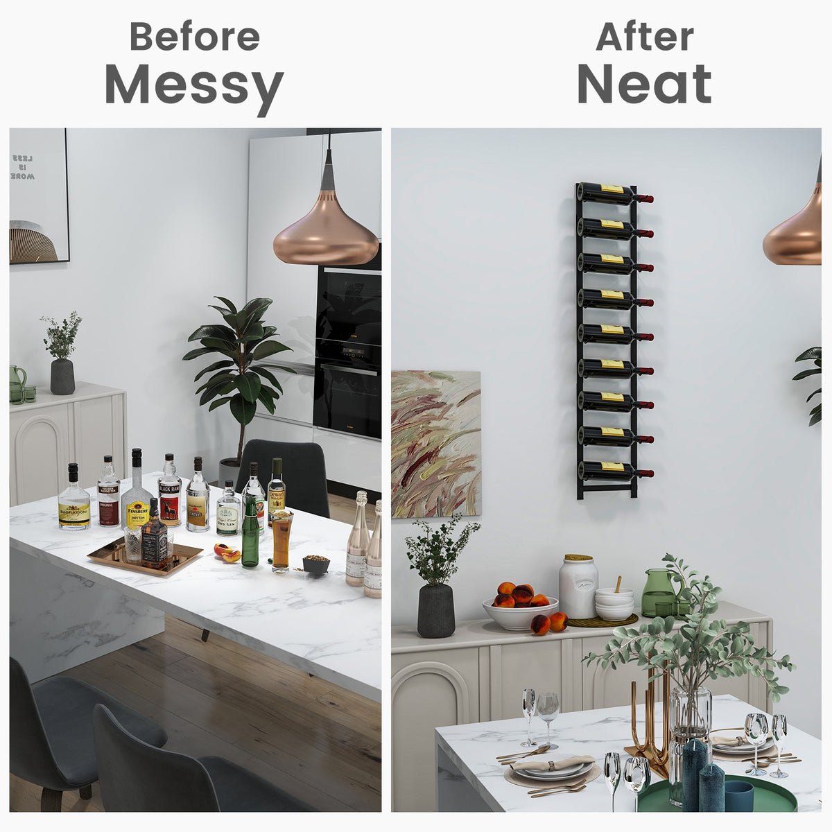 Rust proof Wall Mounted Wine Rack for 6 or 9 Bottles-L – DECOROLALA