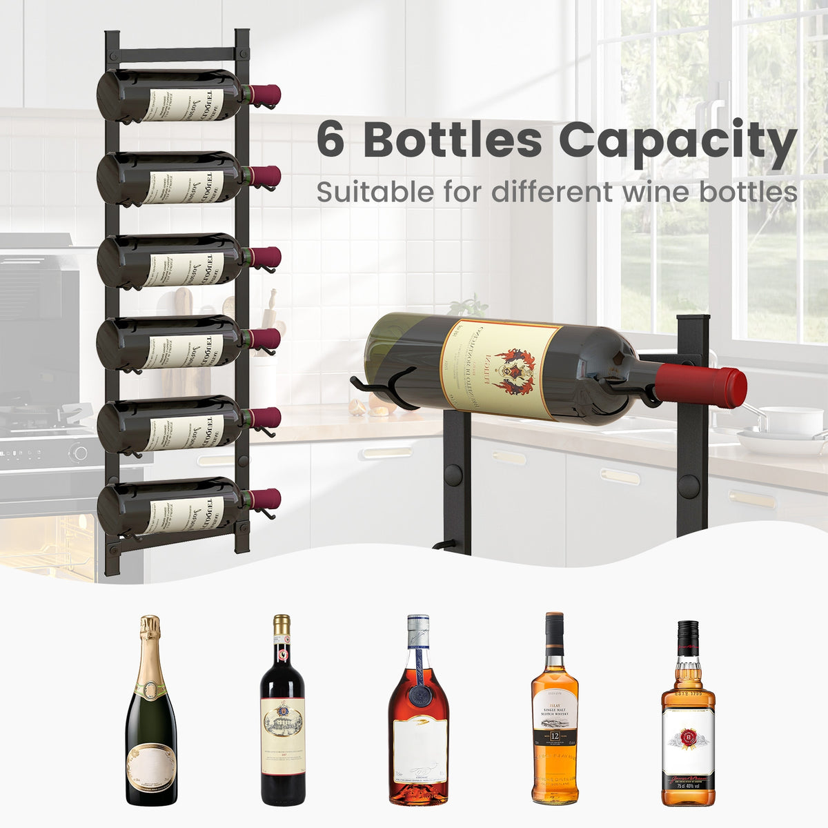 Rust proof Wall Mounted Wine Rack for 6 or 9 Bottles-M – DECOROLALA