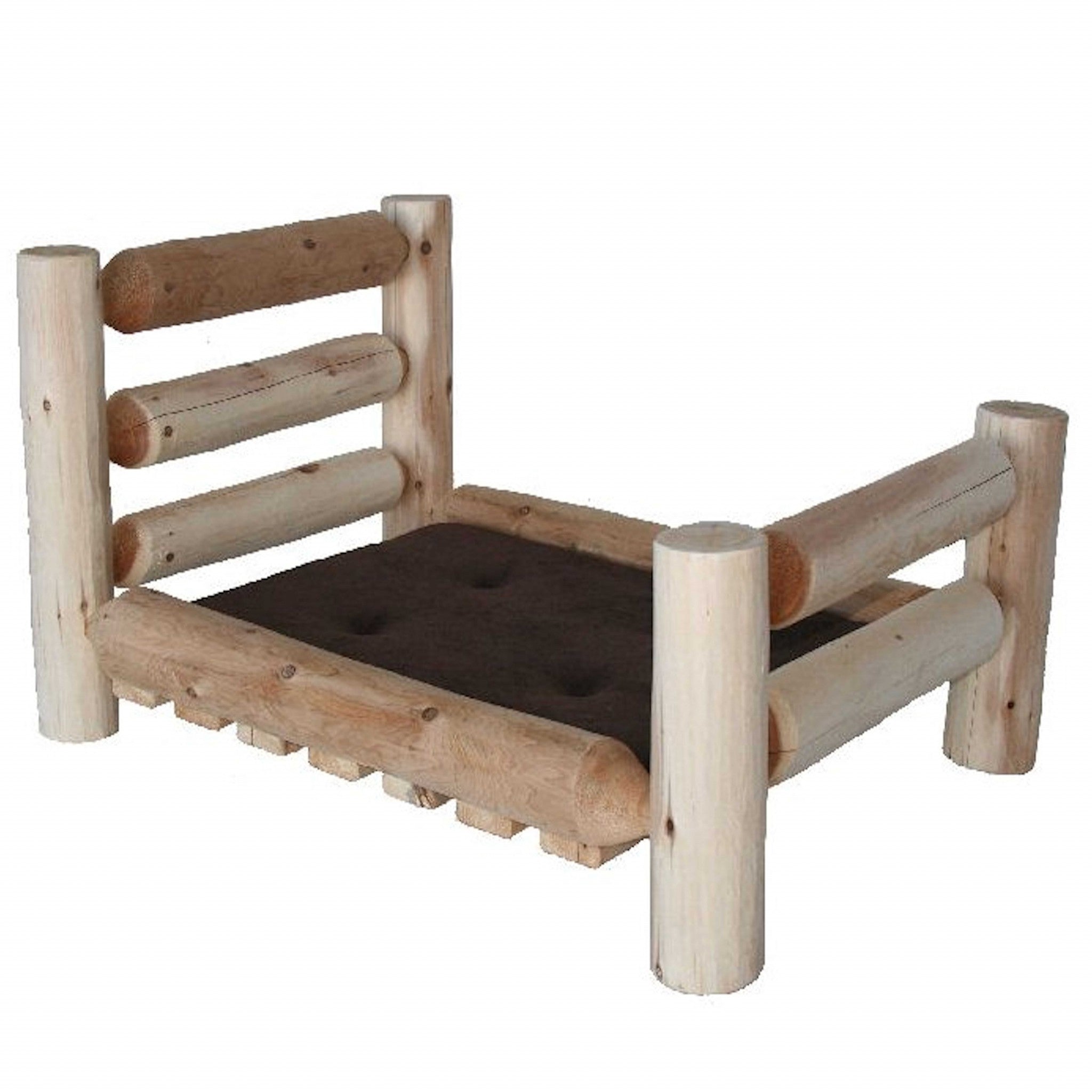 Rustic And Natural Cedar Log Small Replica Pet Bed-Dog Beds-DECOROLALA