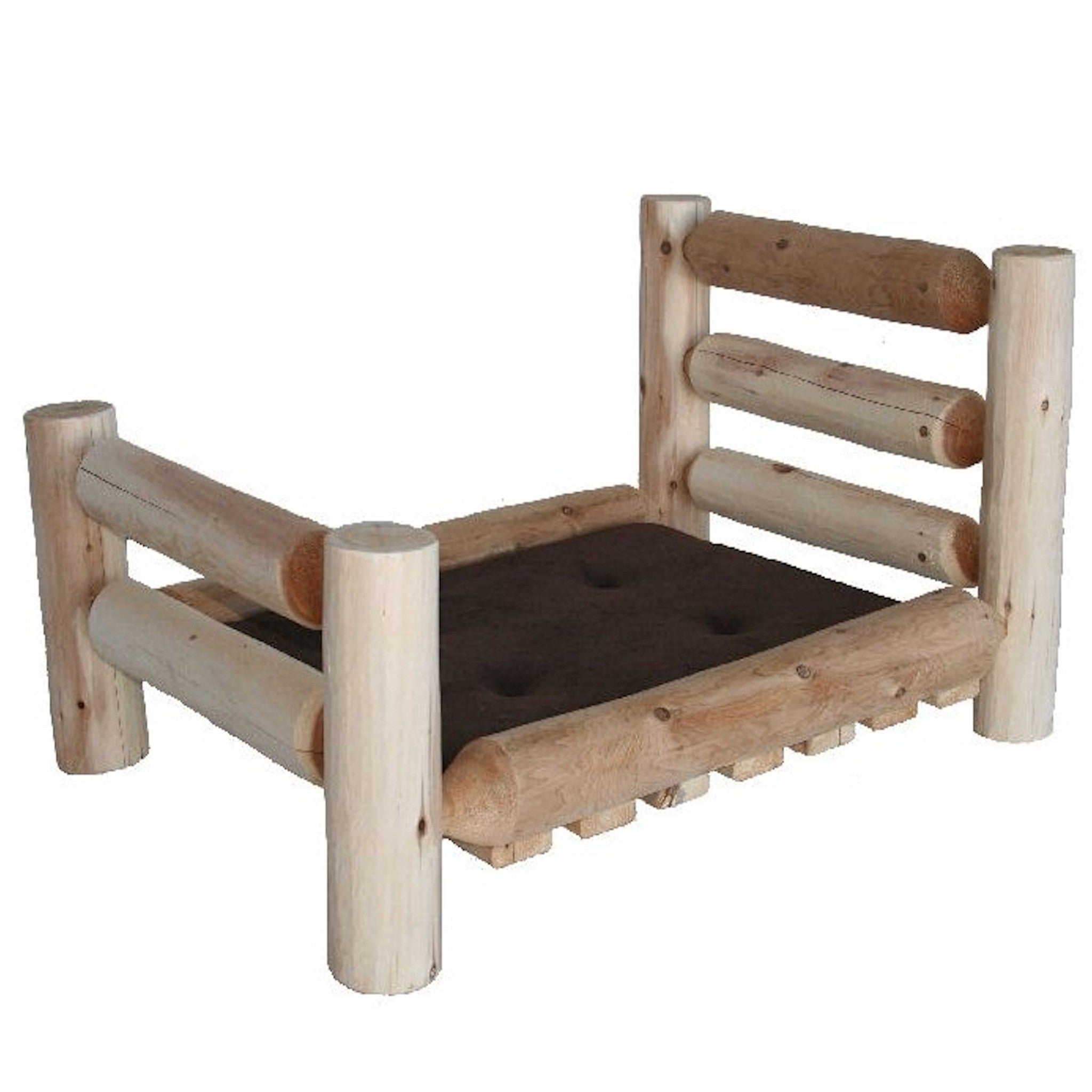 Rustic And Natural Cedar Log Small Replica Pet Bed-Dog Beds-DECOROLALA