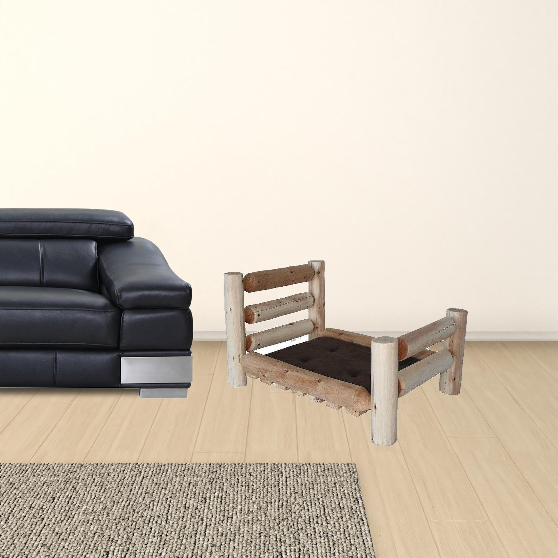 Rustic And Natural Cedar Log Small Replica Pet Bed-Dog Beds-DECOROLALA