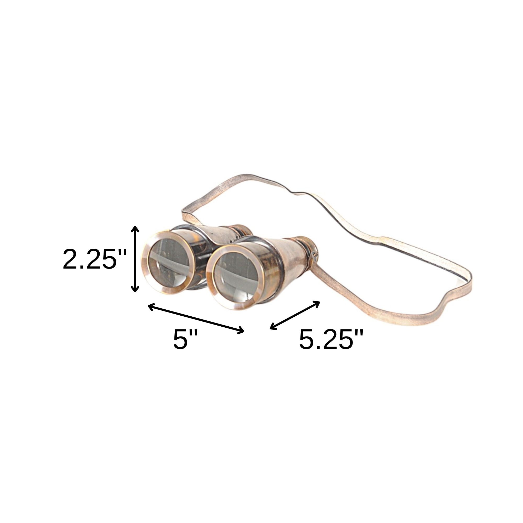 Rustic Brass And Leather Binoculars In Wood Storage Box-Sculptures-DECOROLALA