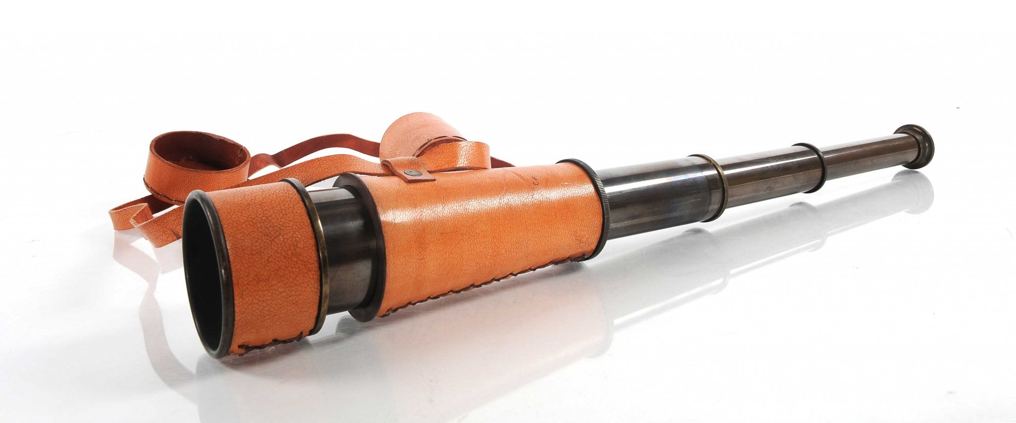 Rustic Brass And Leather Handheld Telescope-Sculptures-DECOROLALA