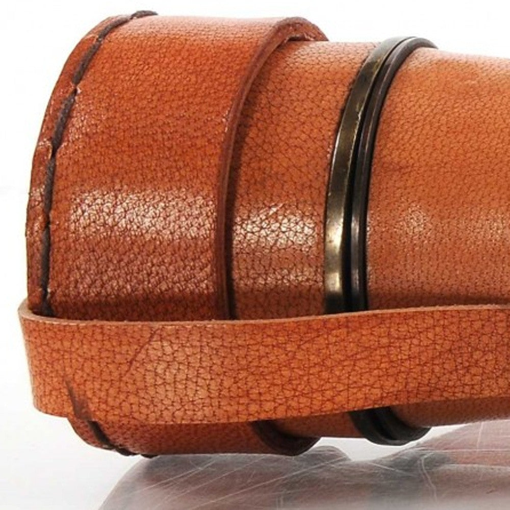 Rustic Brass And Leather Handheld Telescope-Sculptures-DECOROLALA