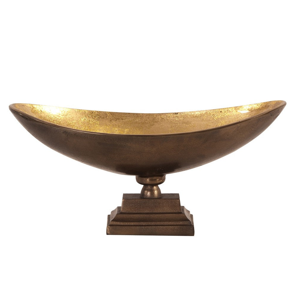 Rustic Bronze Oblong Footed Centerpiece Bowl-Vases-DECOROLALA