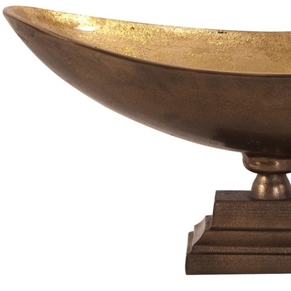 Rustic Bronze Oblong Footed Centerpiece Bowl-Vases-DECOROLALA