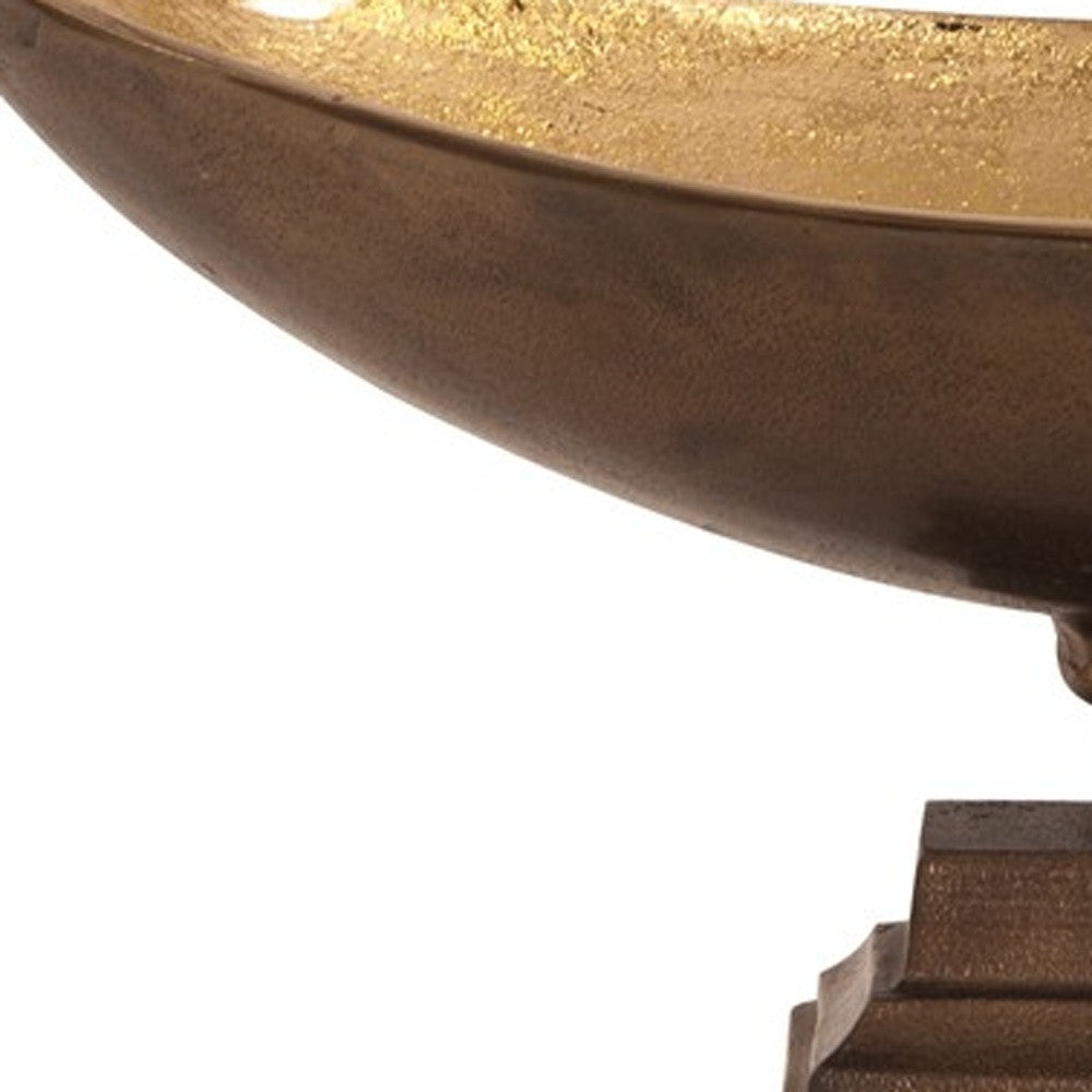 Rustic Bronze Oblong Footed Centerpiece Bowl-Vases-DECOROLALA