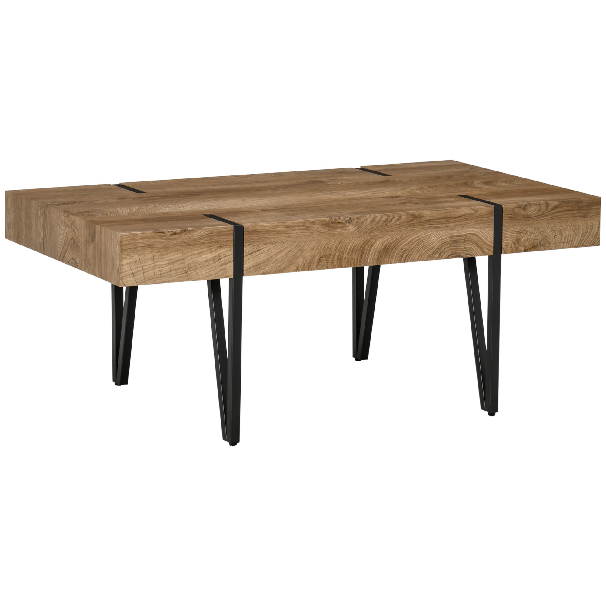 Rustic Coffee Table - Natural Wood with Steel Hairpin Legs-Home Furnishings > Living Room Furniture > Coffee Tables-DECOROLALA