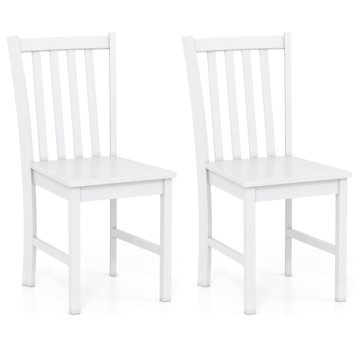Rustic Dining Chairs Set of 2 Wooden Kitchen Chairs with Slat Tilt Backrest-White-Dining Chairs-DECOROLALA