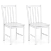 Rustic Dining Chairs Set of 2 Wooden Kitchen Chairs with Slat Tilt Backrest-White-Dining Chairs-DECOROLALA