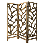 Rustic Earthy Wood Root Three Panel Room Divider Screen-Room Dividers-DECOROLALA