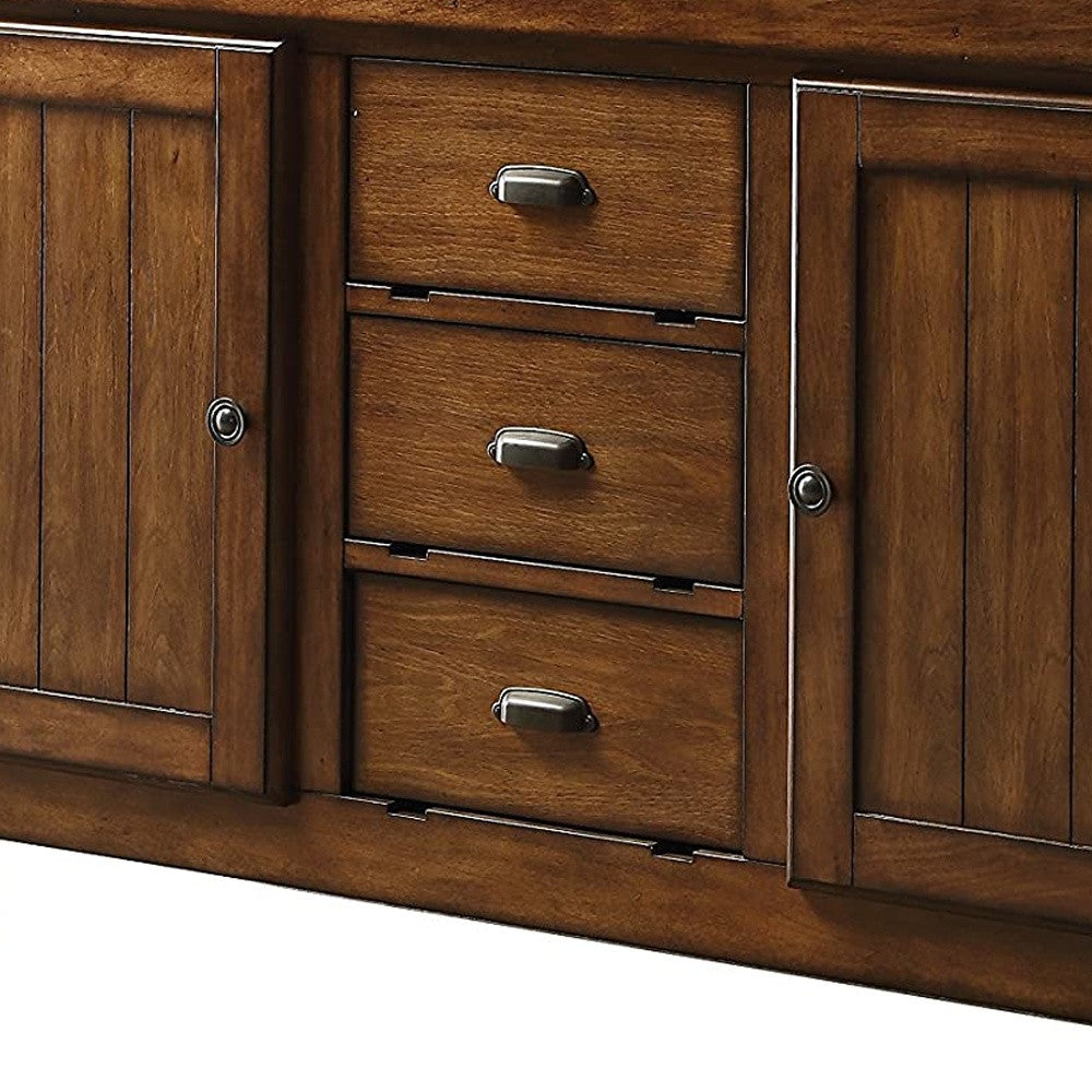 Rustic Farmhouse Warm Tobacco Rolling Kitchen Cart-Kitchen Carts-Islands-DECOROLALA