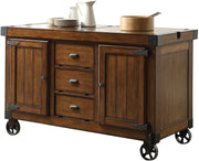 Rustic Farmhouse Warm Tobacco Rolling Kitchen Cart-Kitchen Carts-Islands-DECOROLALA