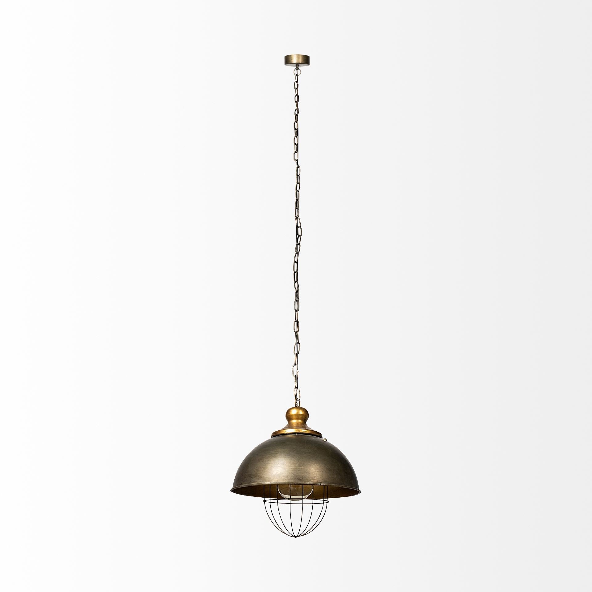 Rustic Gold Ton Metal Dome Hanging Light-Chandeliers-DECOROLALA