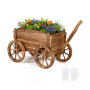 Rustic Rolling Flower Pot Stand with Wheels and Handle-Coffee-Raised Garden Beds-DECOROLALA