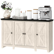 Rustic Sideboard, White Wood Grain Buffet Cabinet with Adjustable Shelves-DECOROLALA