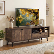 Rustic TV Stand for TVs up to 65" - Brown 59" Media Console Table-Entertainment Centers & TV Stands-DECOROLALA