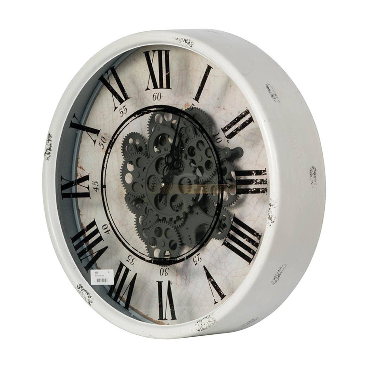 Rustic White Industrial Gear Vintage Wall Clock-Wall Clocks-DECOROLALA