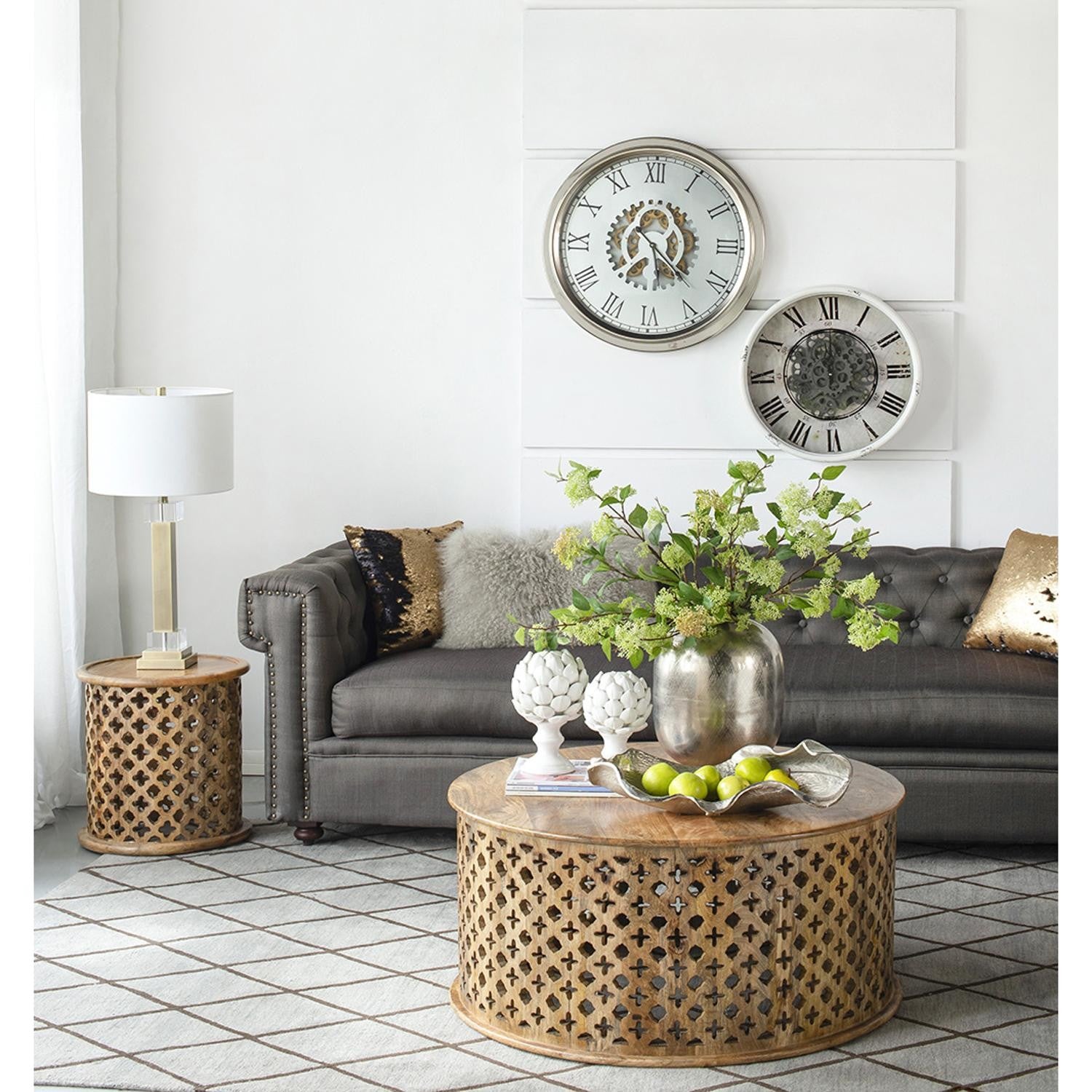 Rustic White Industrial Gear Vintage Wall Clock-Wall Clocks-DECOROLALA