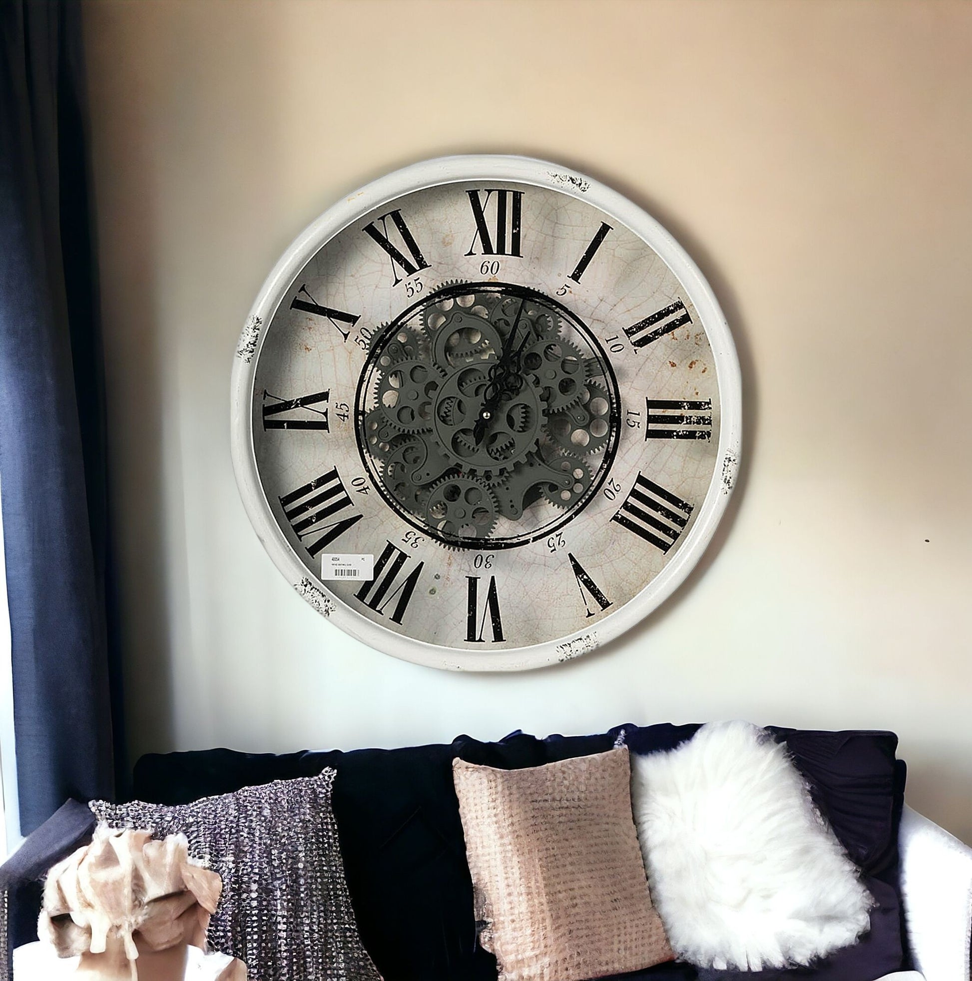 Rustic White Industrial Gear Vintage Wall Clock-Wall Clocks-DECOROLALA
