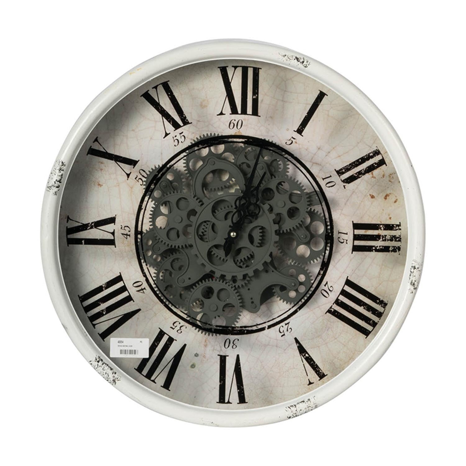 Rustic White Industrial Gear Vintage Wall Clock-Wall Clocks-DECOROLALA