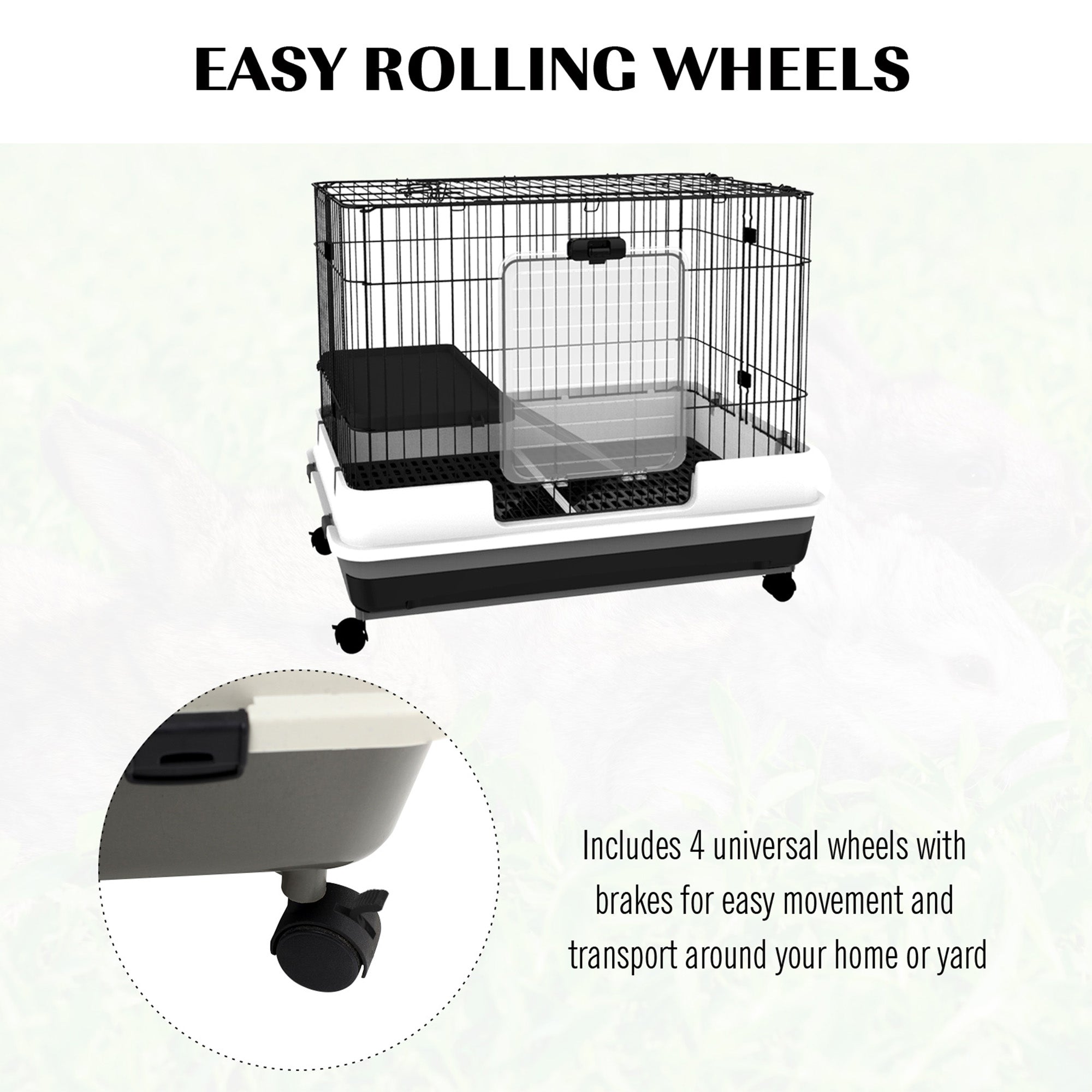 28"H Guinea Pig Cage, 2-Level Rabbit Cage for Ferret, Chinchilla, Hedghog, Bunny, Small Animal Habitat with Wheels, Slide-out Tray, Ramp, Black