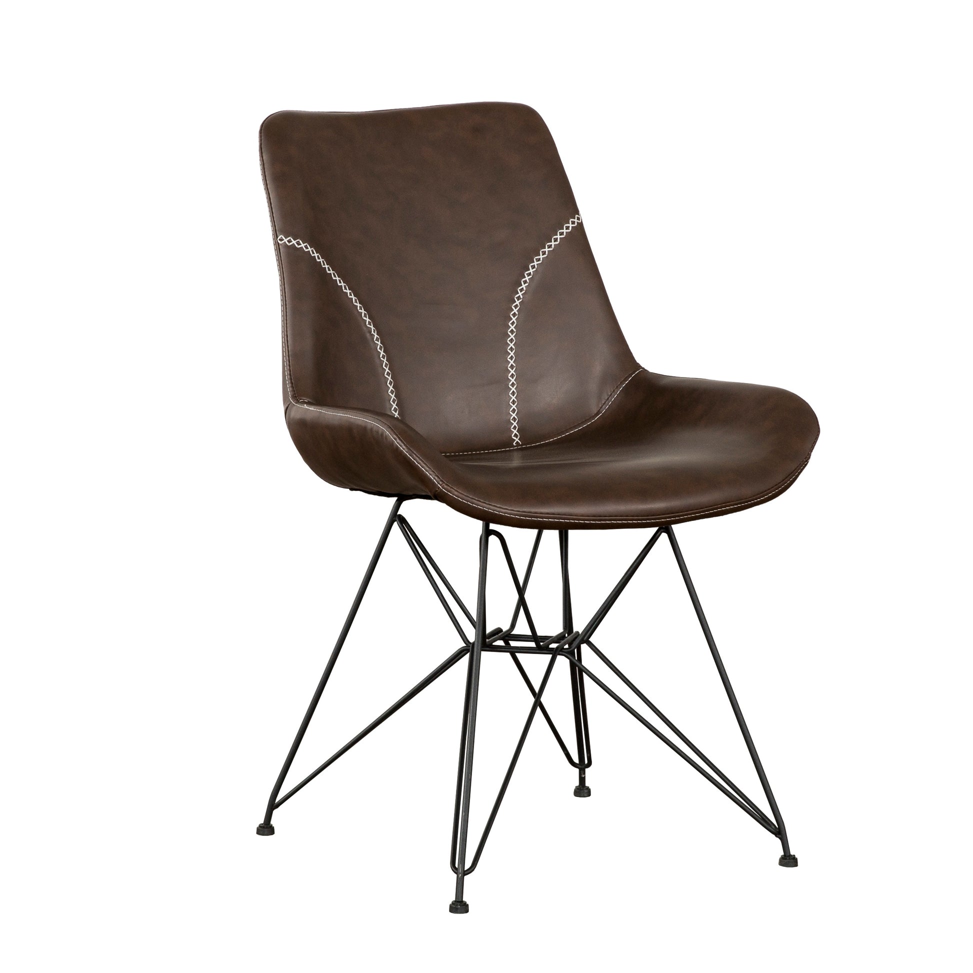 Ryett Dining Chair, Brown Leather, Set of 2-Dining Room-DECOROLALA