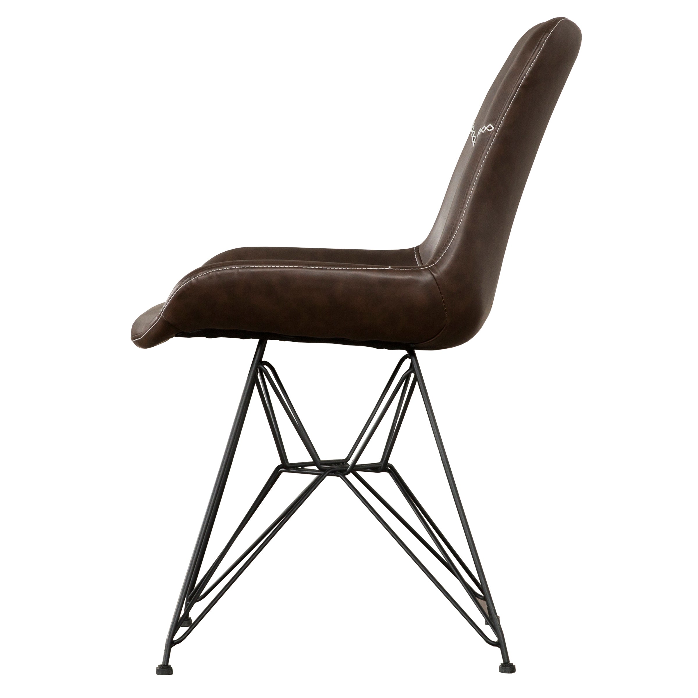 Ryett Dining Chair, Brown Leather, Set of 2-Dining Room-DECOROLALA