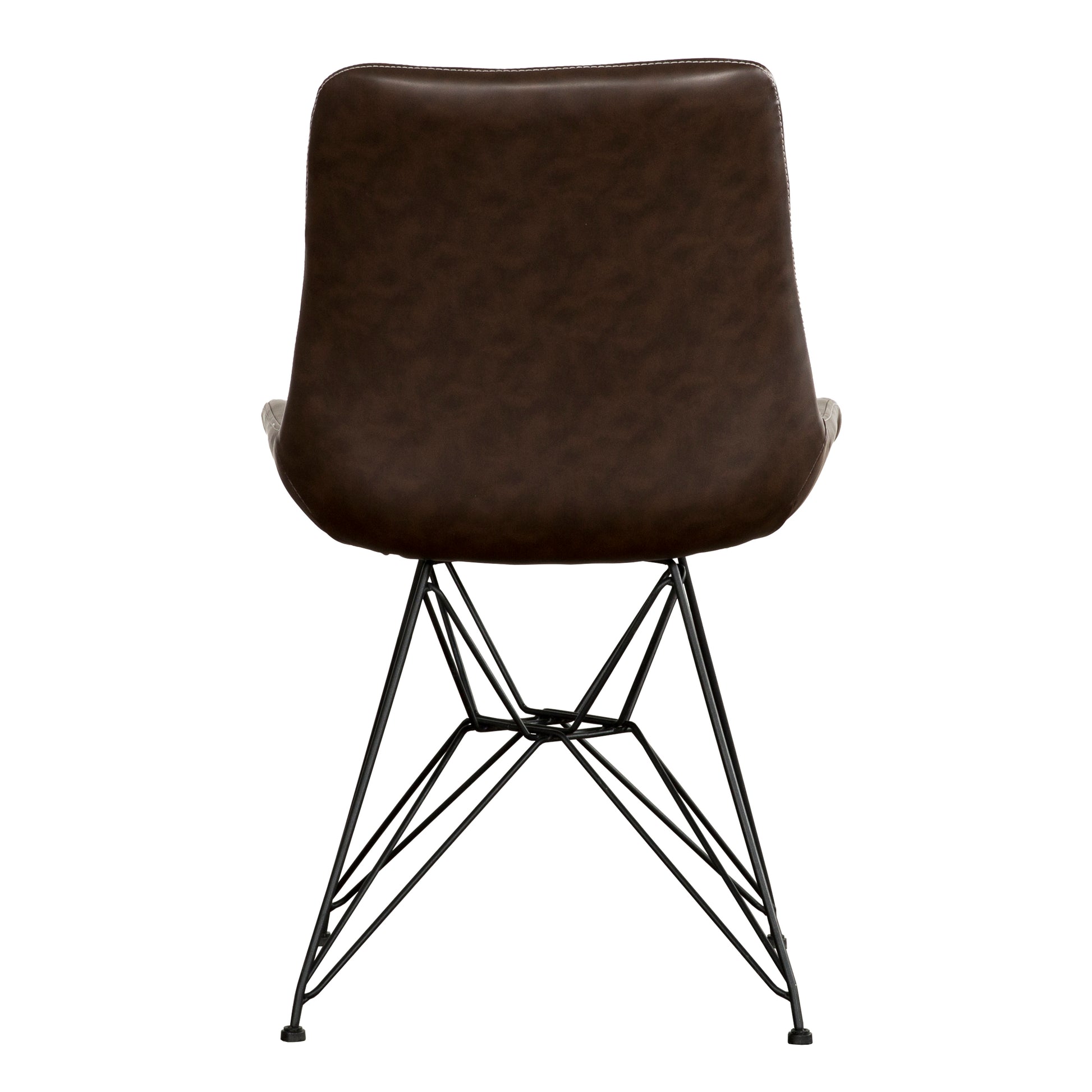 Ryett Dining Chair, Brown Leather, Set of 2-Dining Room-DECOROLALA