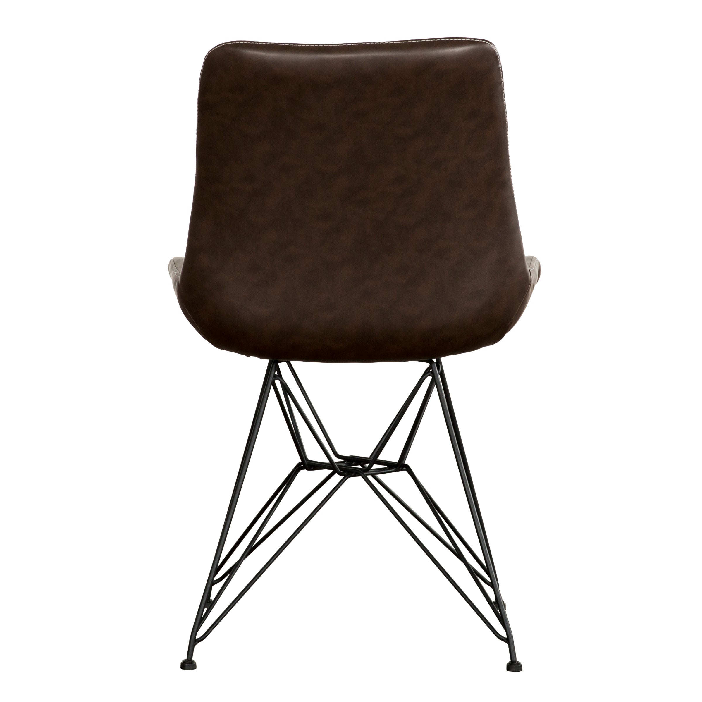 Ryett Dining Chair, Brown Leather, Set of 2-Dining Room-DECOROLALA