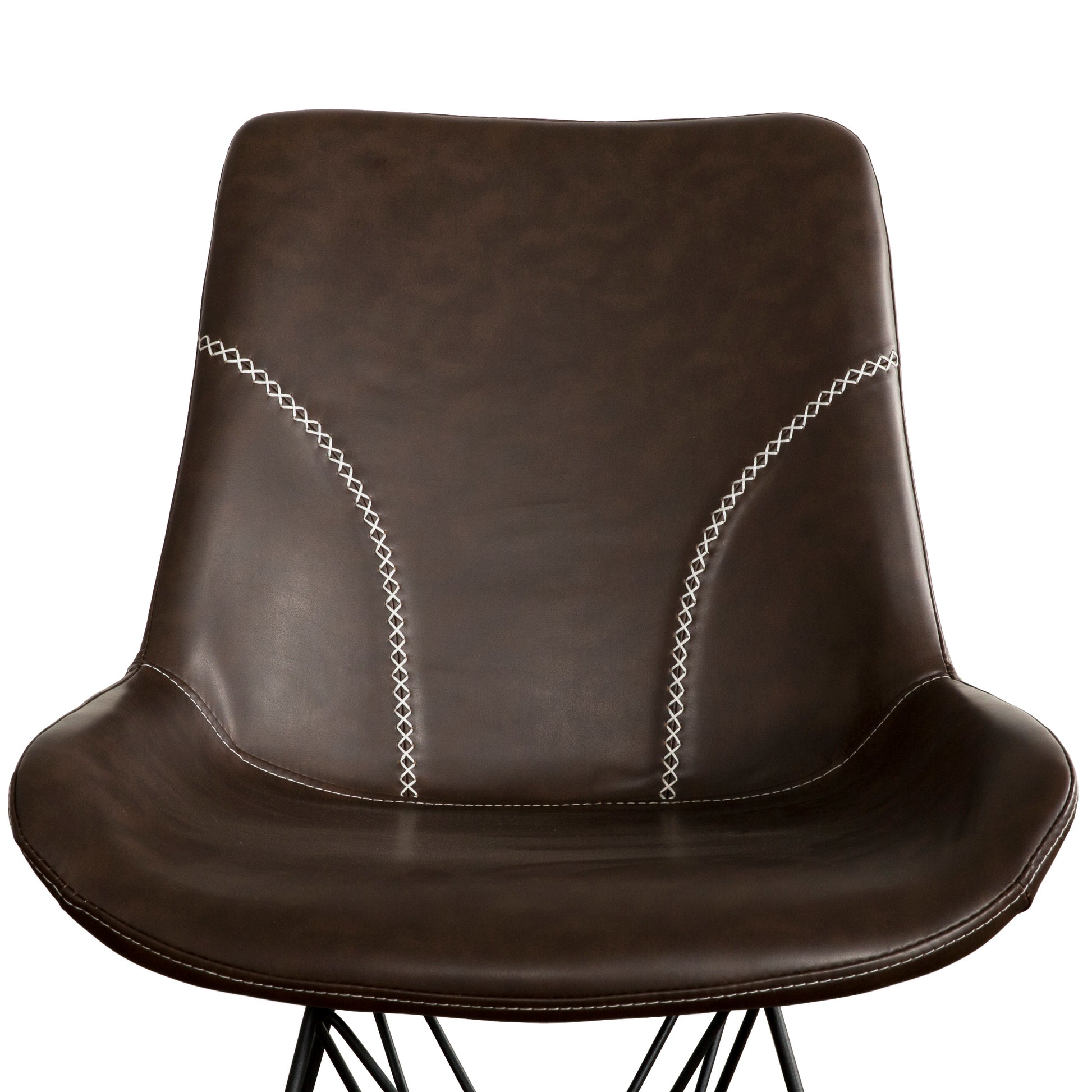 Ryett Dining Chair, Brown Leather, Set of 2-Dining Room-DECOROLALA