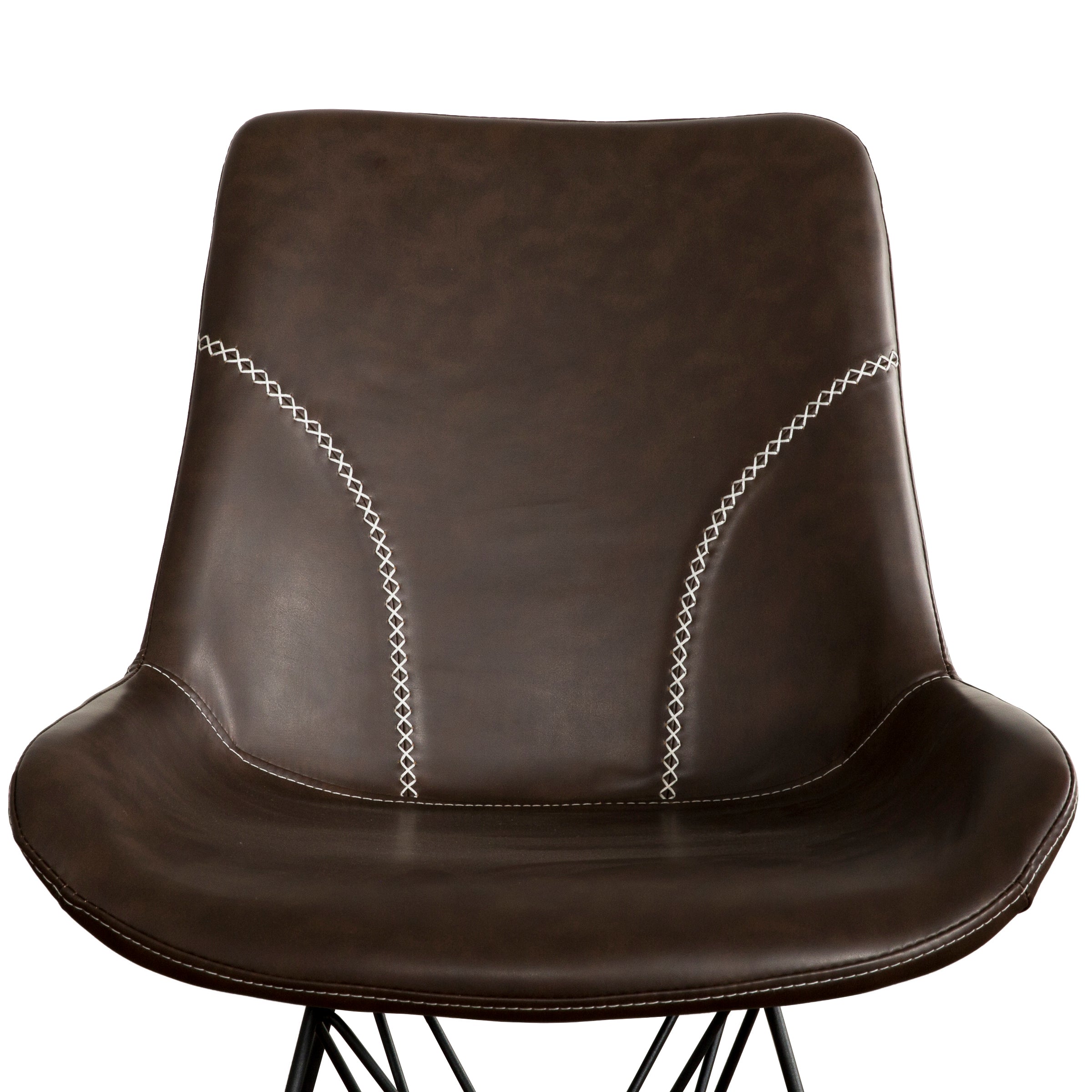 Ryett Dining Chair, Brown Leather, Set of 2-Dining Room-DECOROLALA