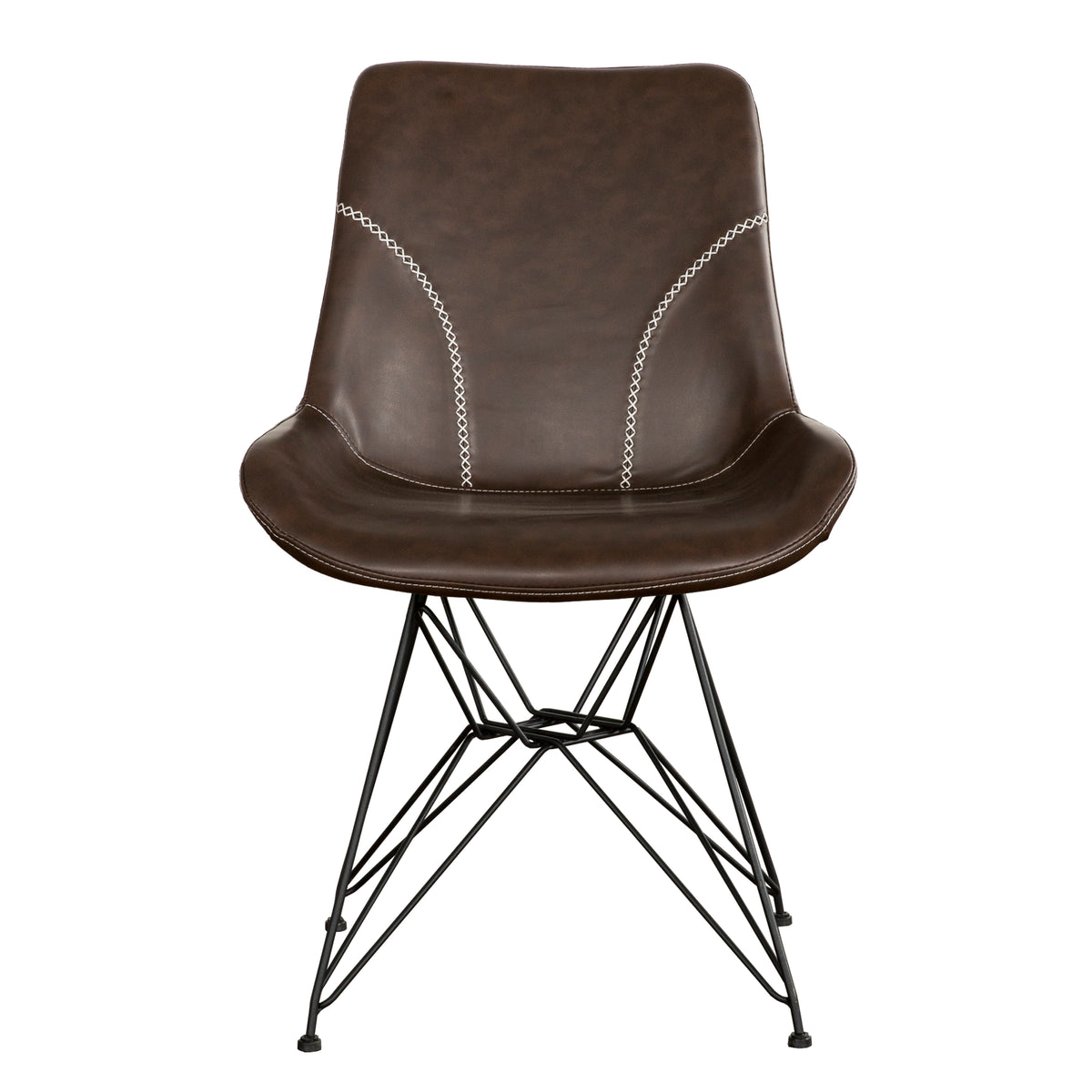 Ryett Dining Chair, Brown Leather, Set of 2-Dining Room Sets-DECOROLALA
