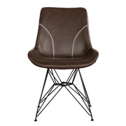 Ryett Dining Chair, Brown Leather, Set of 2-Dining Room-DECOROLALA