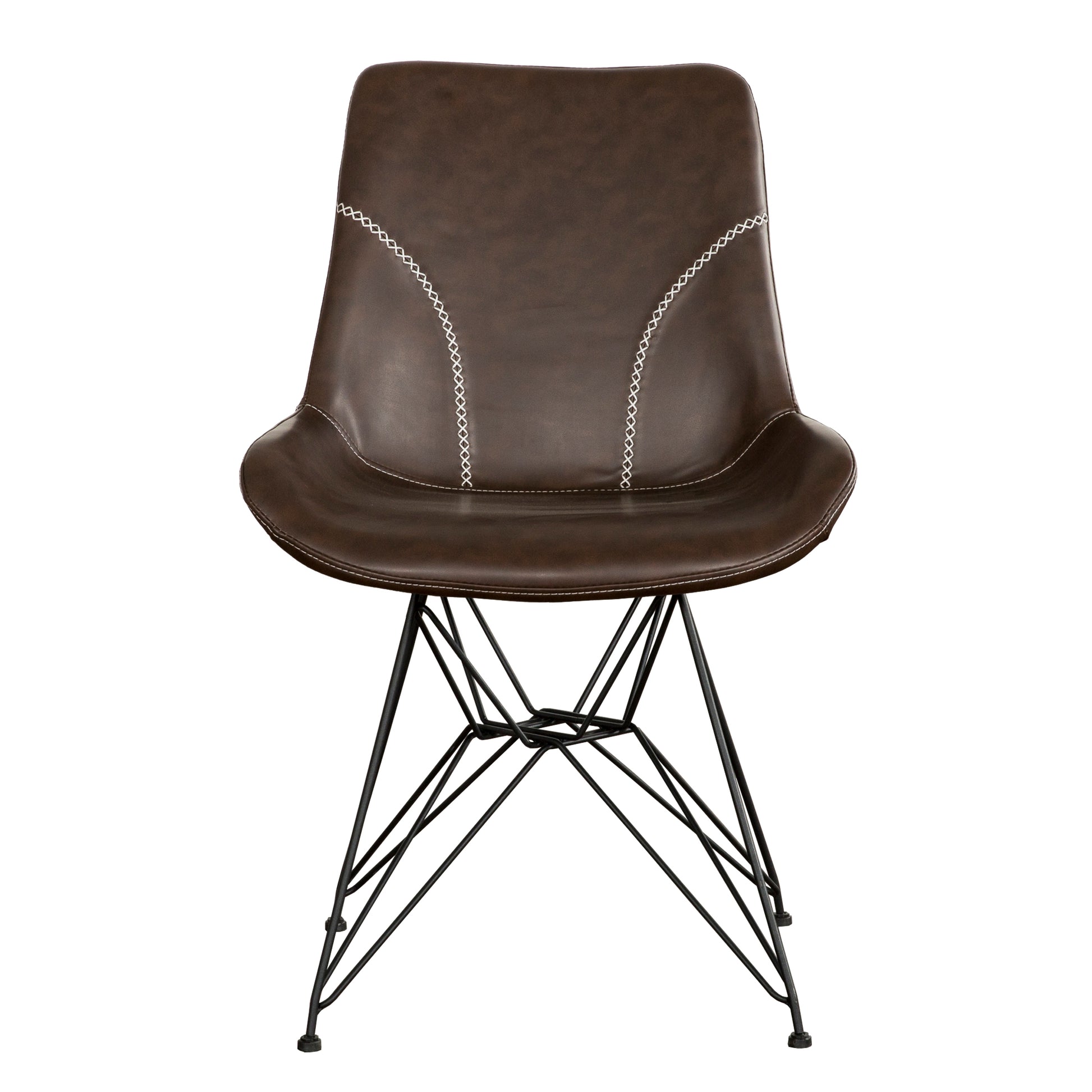 Ryett Dining Chair, Brown Leather, Set of 2-Dining Room-DECOROLALA