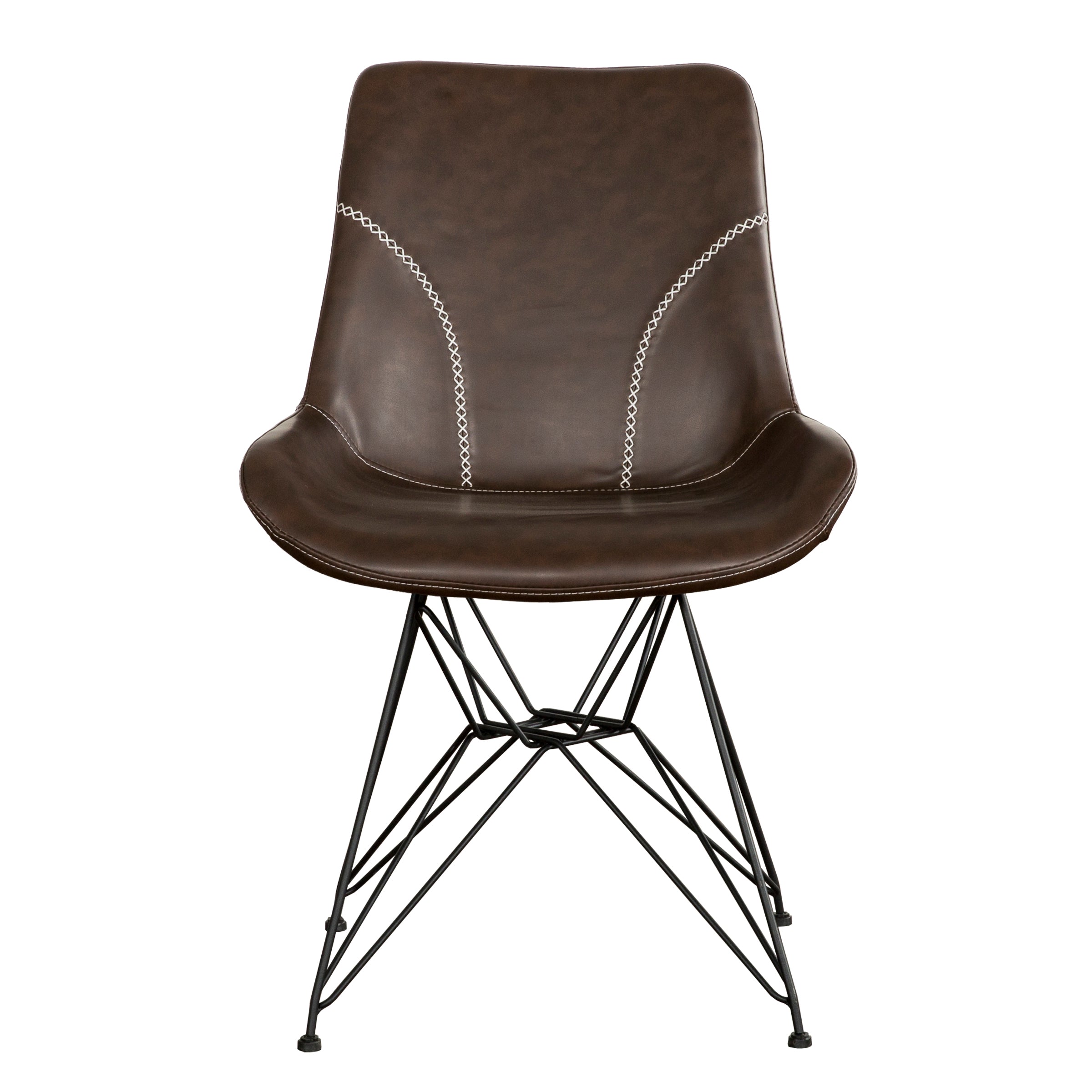 Ryett Dining Chair, Brown Leather, Set of 2-Dining Room-DECOROLALA