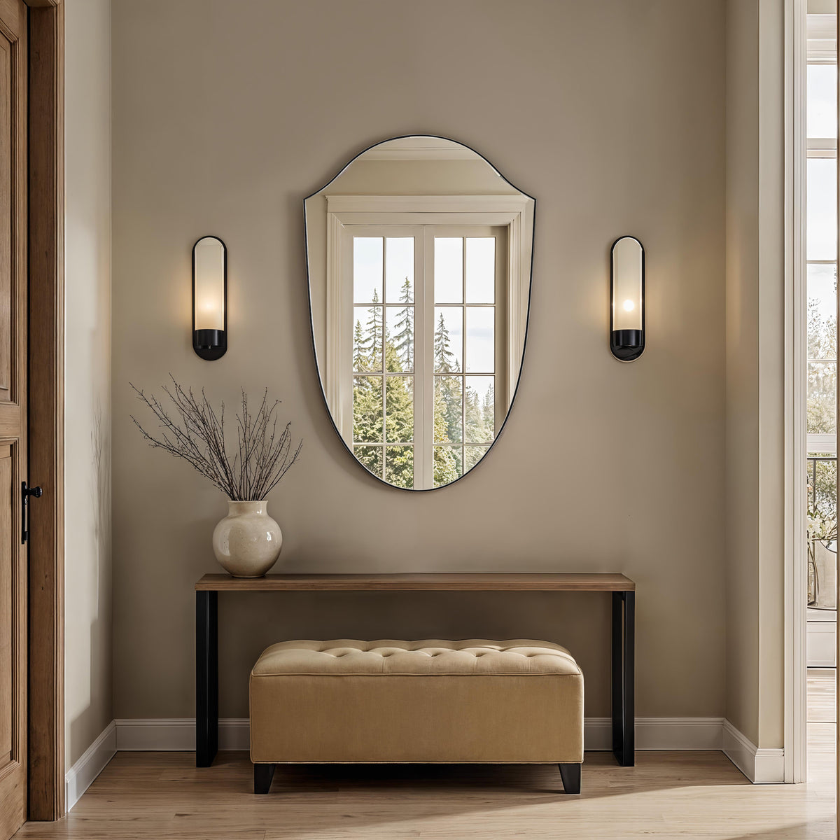 Ryker 40" H x 26" W Wall Mirror, Black-Mirrors-DECOROLALA