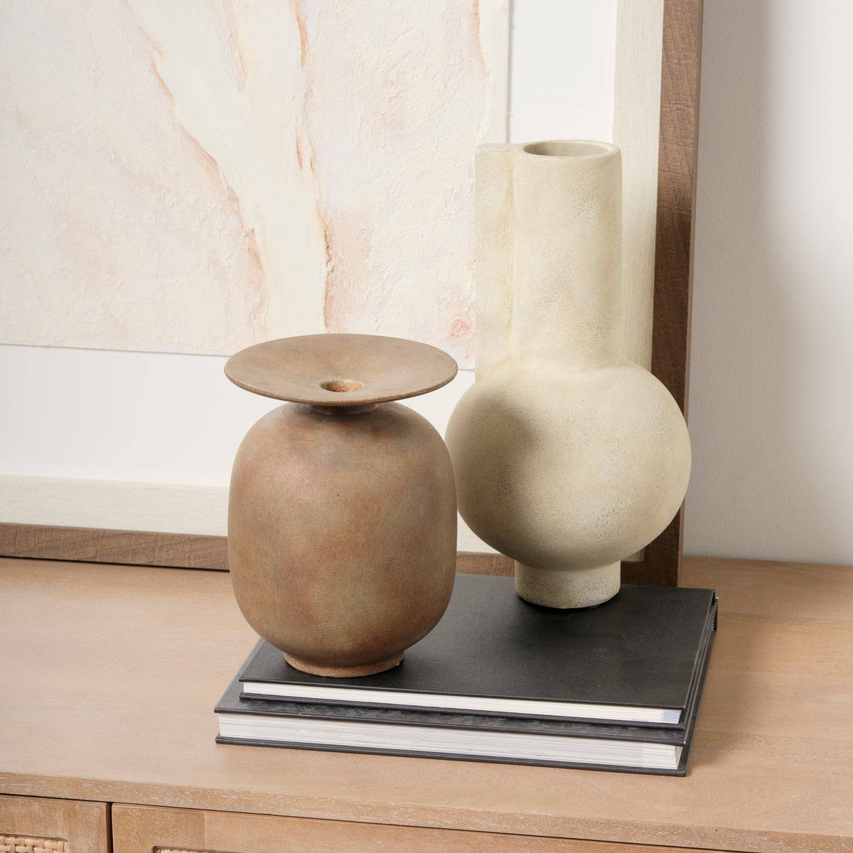 Rylee 7.7H Medium Brown Ceramic Vase-Vase-DECOROLALA