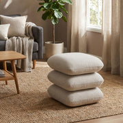 Rylee Square Swivel Ottoman - Beige Stacked Cushion Design-DECOROLALA