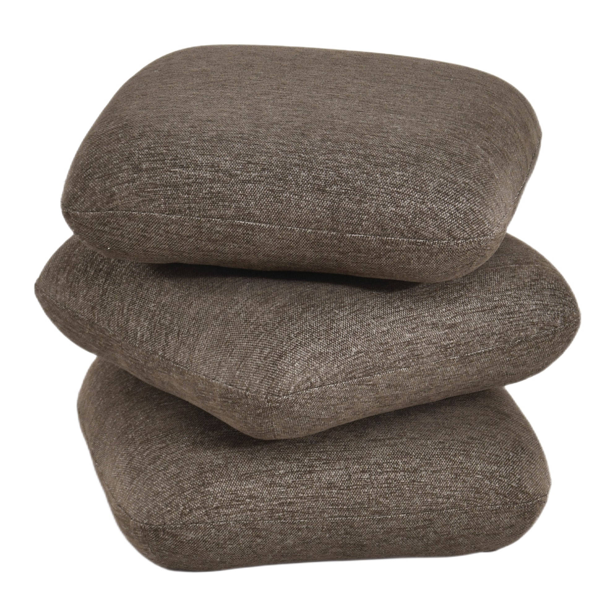 Rylee Square Swivel Ottoman - Brown Stacked Cushion Design-DECOROLALA