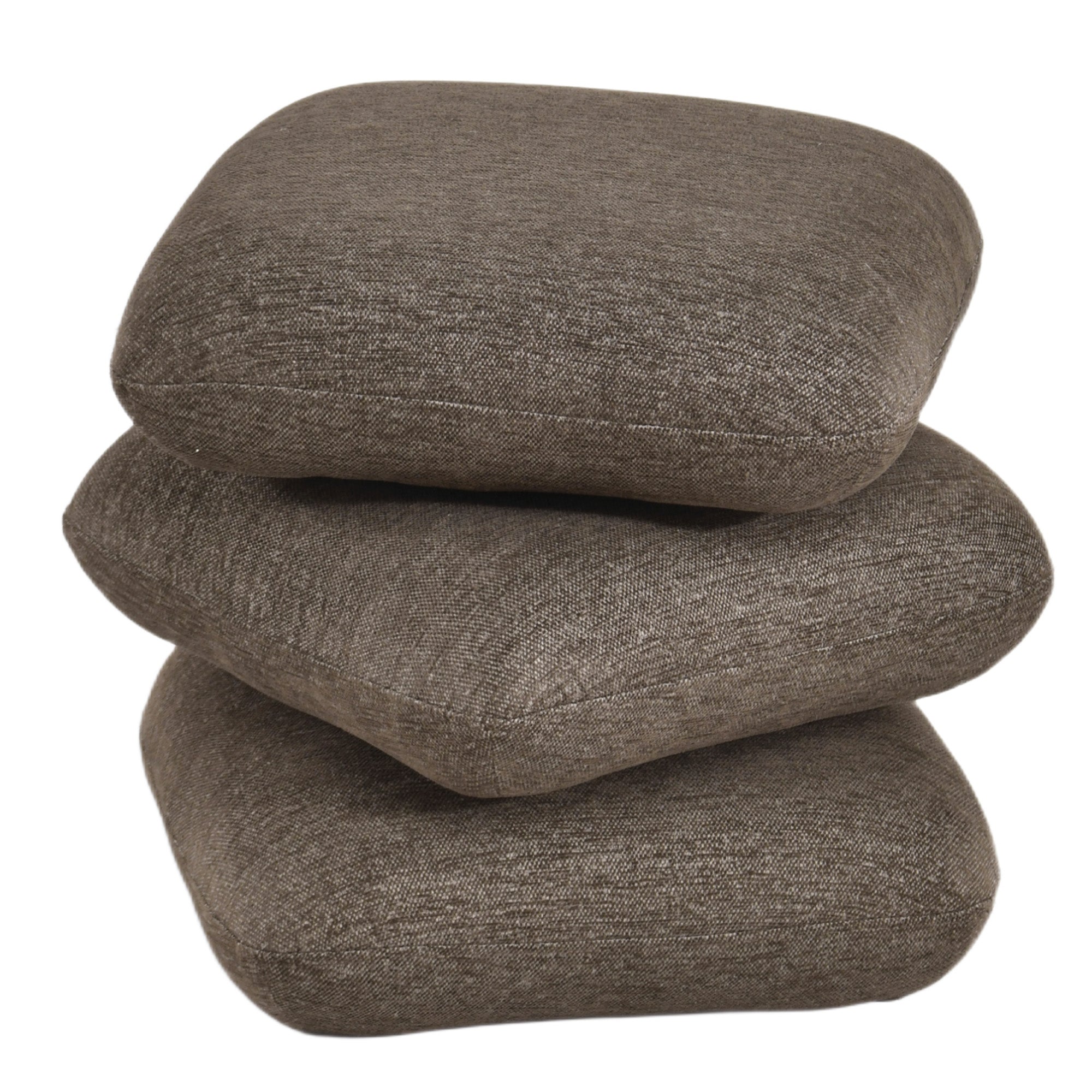 Rylee Square Swivel Ottoman - Brown Stacked Cushion Design-DECOROLALA